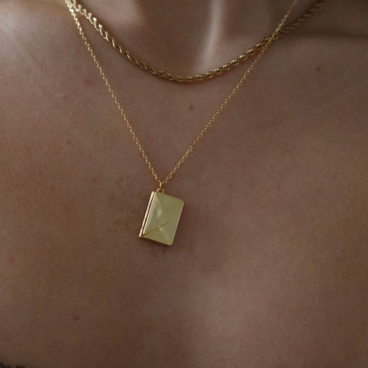 Wholesale Vintage Art Envelope Letter Stainless Steel Necklace