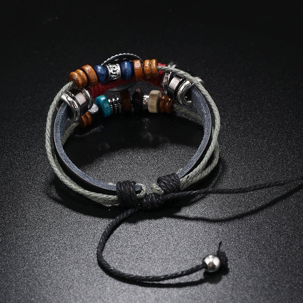 Wholesale Vintage Beaded Multi-layer Cowhide Bracelets