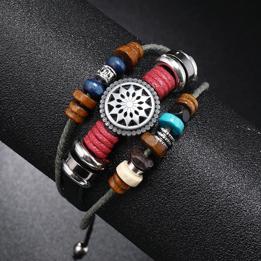 Wholesale Vintage Beaded Multi-layer Cowhide Bracelets
