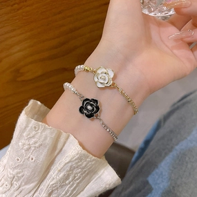 Wholesale Vintage Camellia Pearl Zircon Bracelet