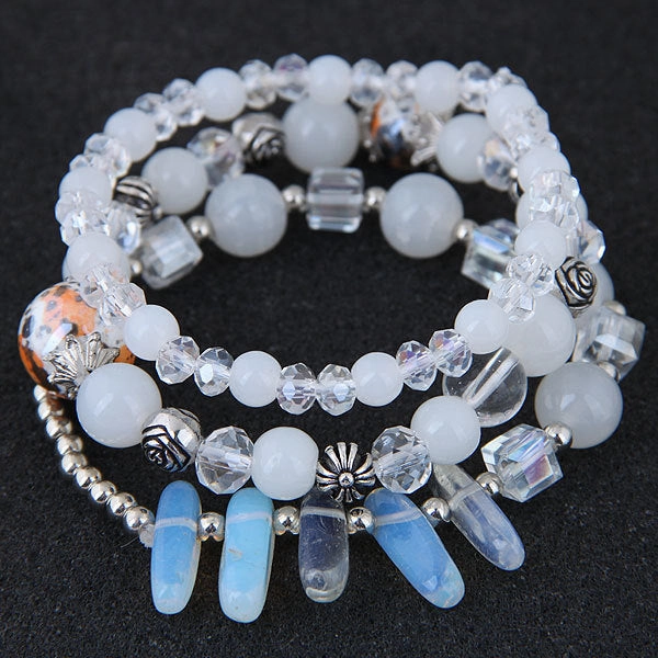Wholesale Vintage Cat's Eye Crystal Agate Beaded Multi-layer Bracelet