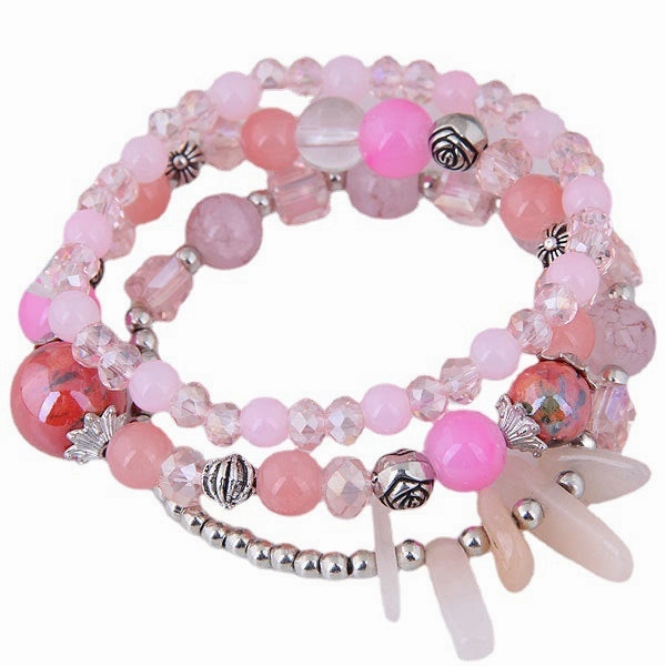 Wholesale Vintage Cat's Eye Crystal Agate Beaded Multi-layer Bracelet