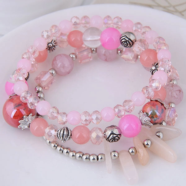Wholesale Vintage Cat's Eye Crystal Agate Beaded Multi-layer Bracelet