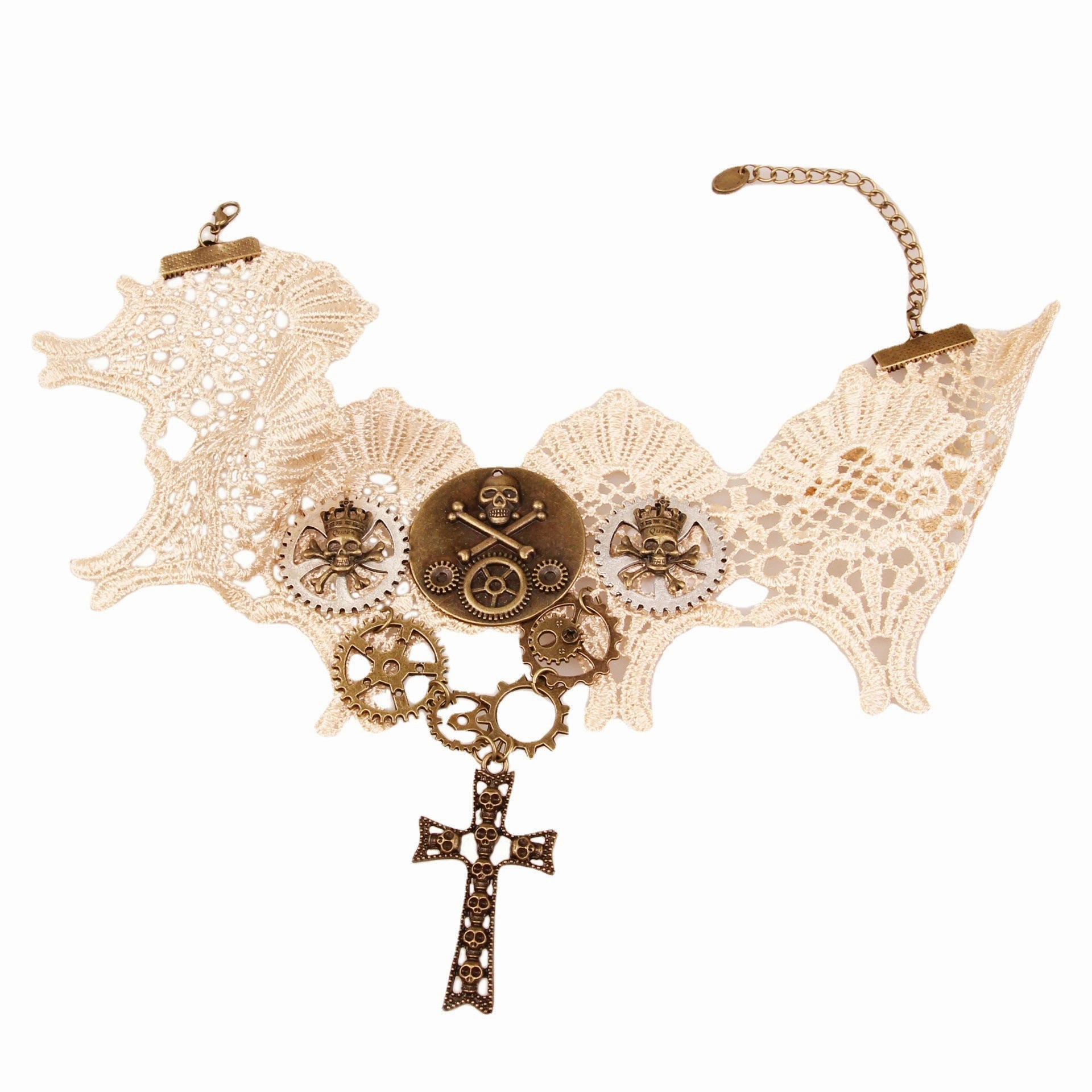 Wholesale Vintage Coffee Lace Alloy Necklace