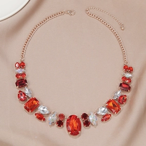 Wholesale Vintage Colored Diamonds Inlaid with Acrylic Necklaces