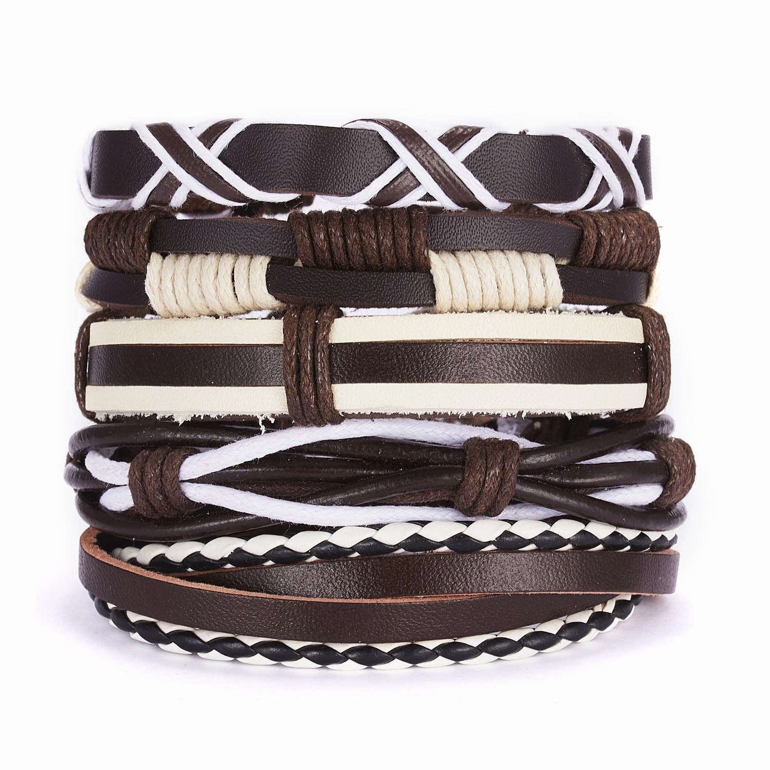 Wholesale Vintage Cross Leather Multi-layer Adjustable Hand-woven Men's Bracelet Set