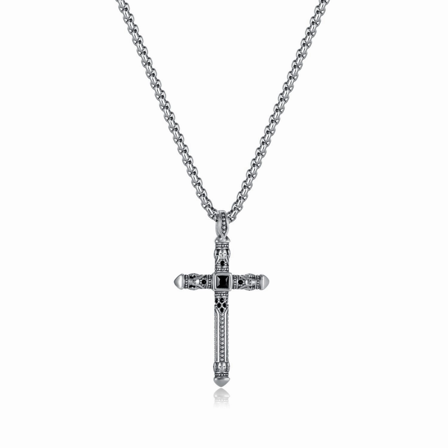 Wholesale Vintage Cross Titanium Steel Pendant Stainless Steel Punk Style Necklace