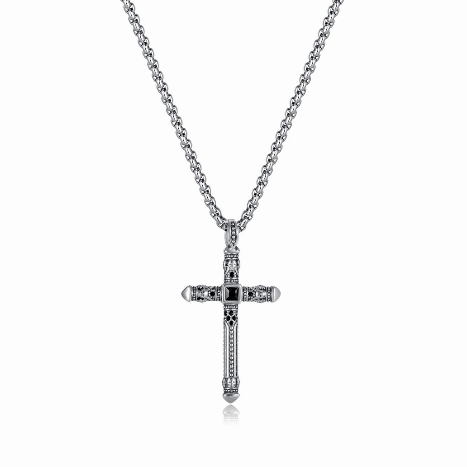Wholesale Vintage Cross Titanium Steel Pendant Stainless Steel Punk Style Necklace