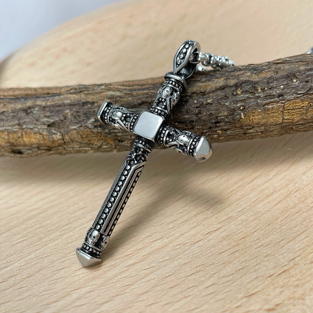 Wholesale Vintage Cross Titanium Steel Pendant Stainless Steel Punk Style Necklace