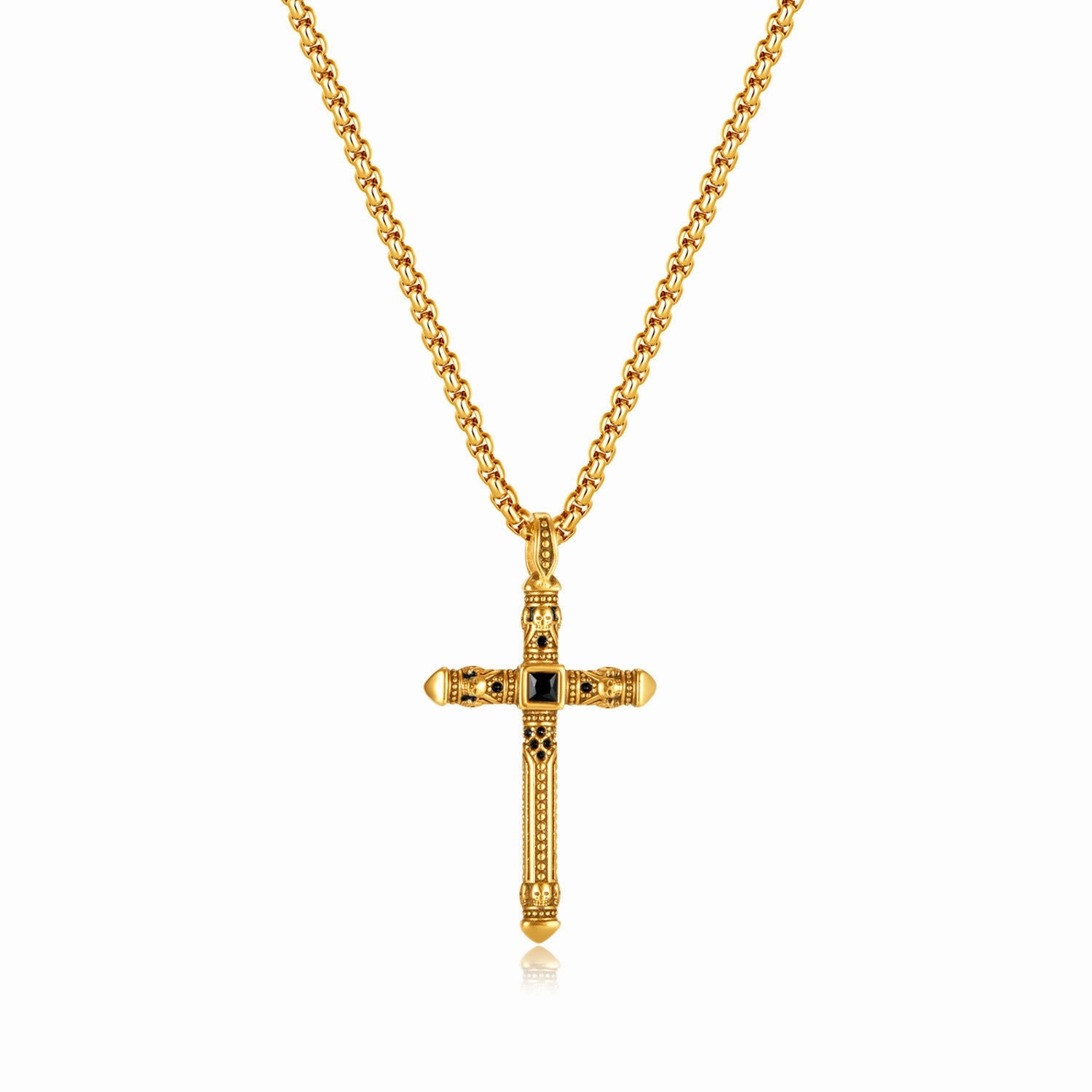 Wholesale Vintage Cross Titanium Steel Pendant Stainless Steel Punk Style Necklace
