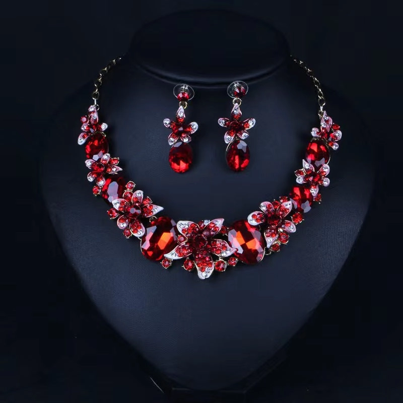 Wholesale Vintage Crystal Alloy Necklaces Earrings Set of Two