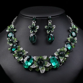 Wholesale Vintage Crystal Alloy Necklaces Earrings Set of Two