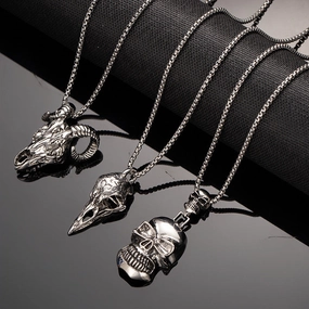 Wholesale Vintage dark skull necklace crow sheep head gothic hip hop punk rock