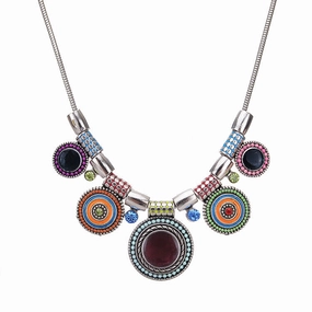 Wholesale Vintage Drop Oil Inlaid Diamond Alloy Necklace
