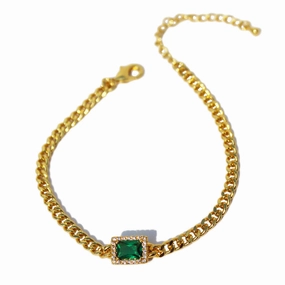 Wholesale Vintage Emerald Clavicle Brass Necklaces