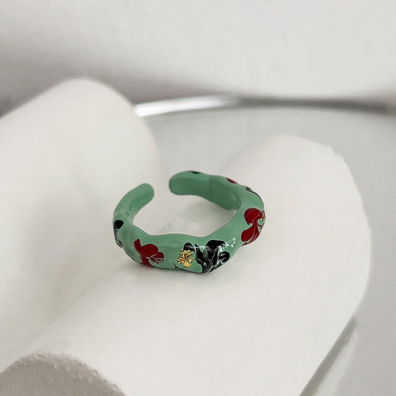 Wholesale Vintage Enamel Painted Gold Foil Copper Rings