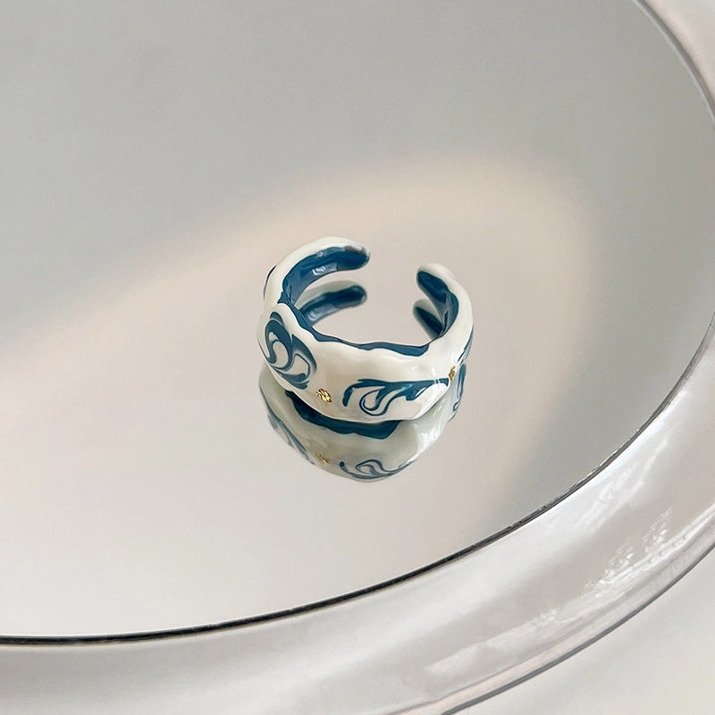 Wholesale Vintage Enamel Painted Gold Foil Copper Rings