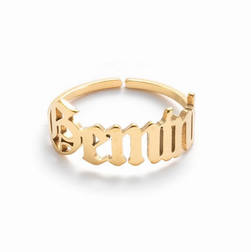 Wholesale Vintage English Alphabet Stainless Steel Rings