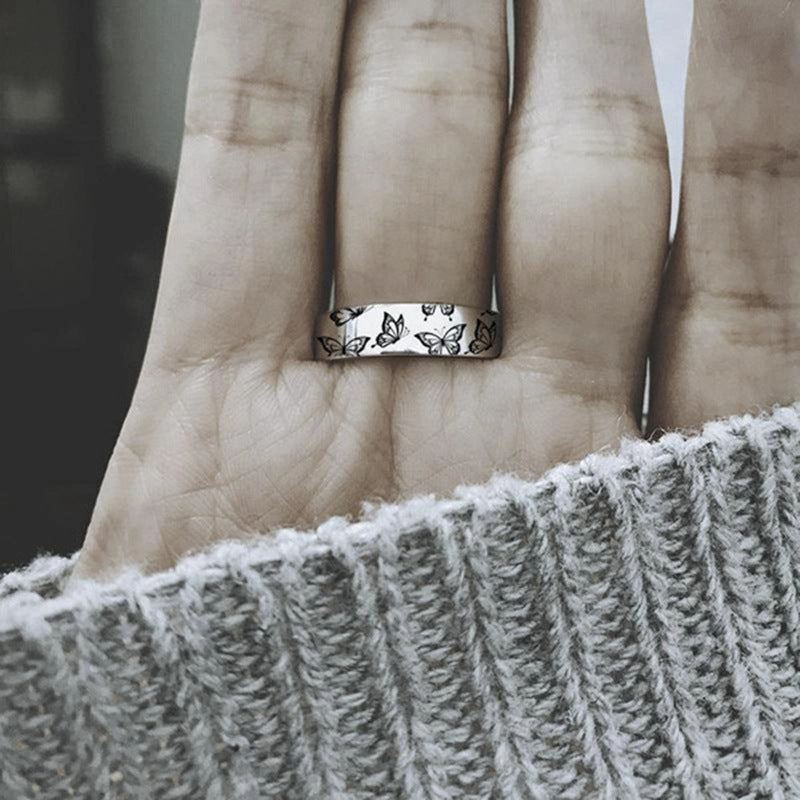 Wholesale Vintage Engraved Butterfly Alloy Rings