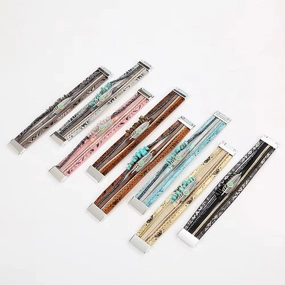 Wholesale Vintage Ethnic Style Woven Turquoise Multi-layered Bohemian Bracelet