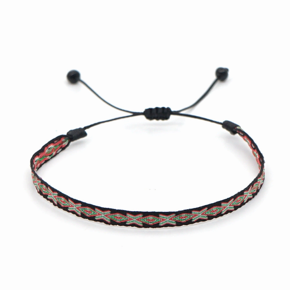 Wholesale Vintage Ethnic Webbing Faux Leather Bracelet