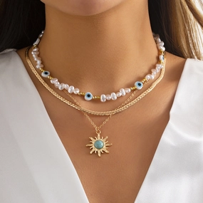 Wholesale Vintage Eye Pearl Alloy Necklaces