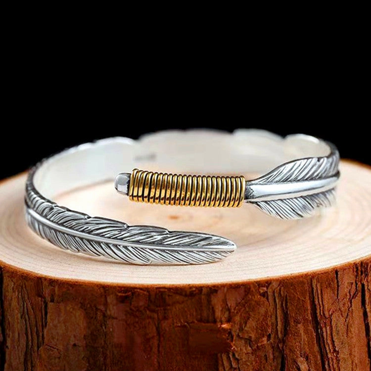 Wholesale Vintage Feather Opening Fashion Leaf Alloy Bracelet