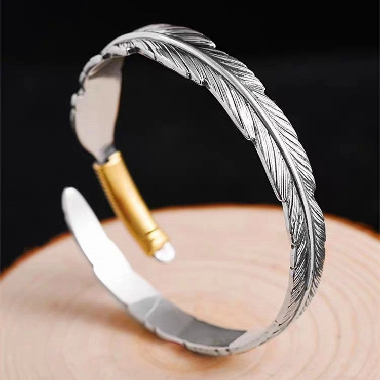 Wholesale Vintage Feather Opening Fashion Leaf Alloy Bracelet