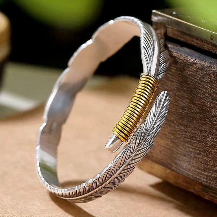 Wholesale Vintage Feather Opening Fashion Leaf Alloy Bracelet