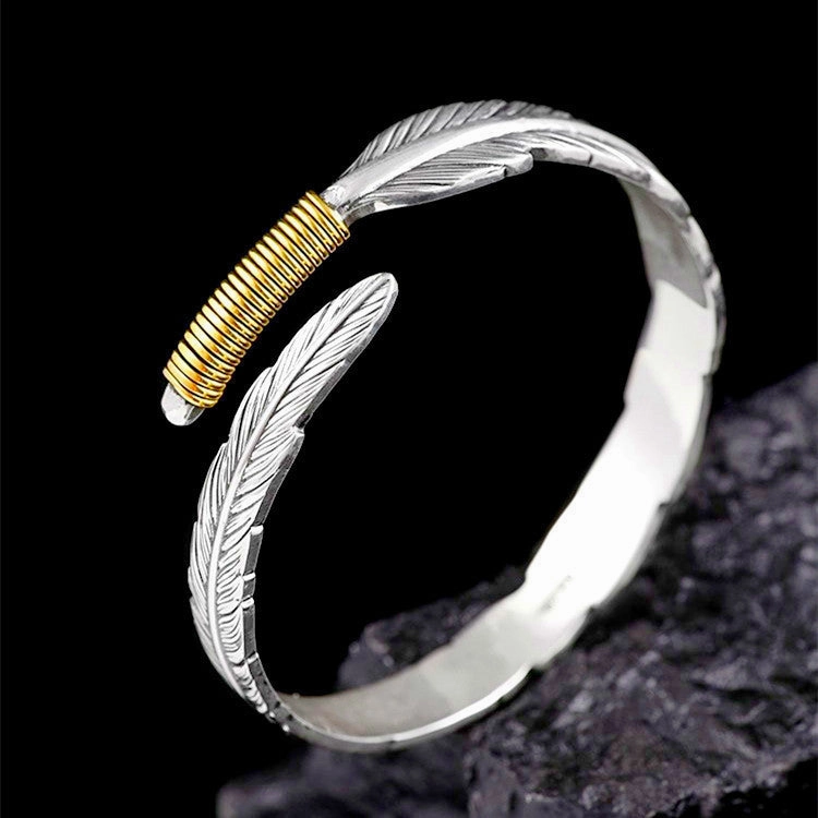 Wholesale Vintage Feather Opening Fashion Leaf Alloy Bracelet
