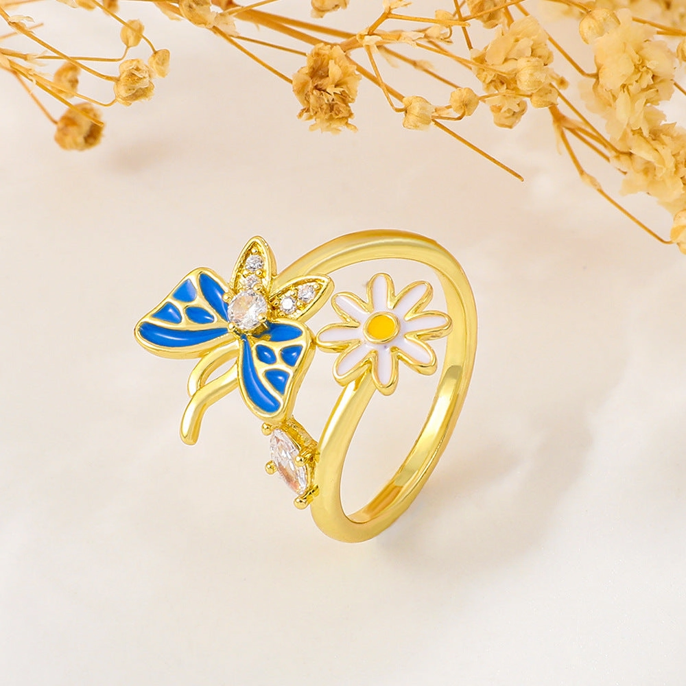 Wholesale Vintage Flower Butterfly Copper Rings
