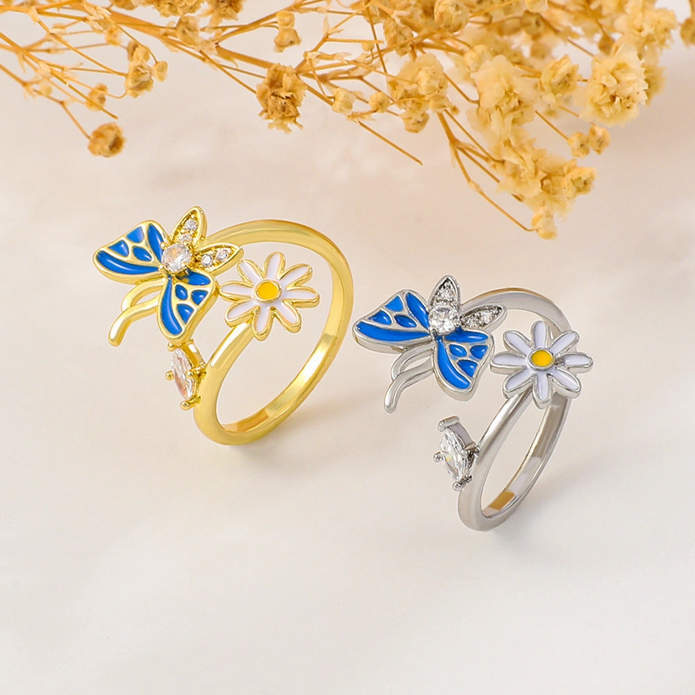 Wholesale Vintage Flower Butterfly Copper Rings