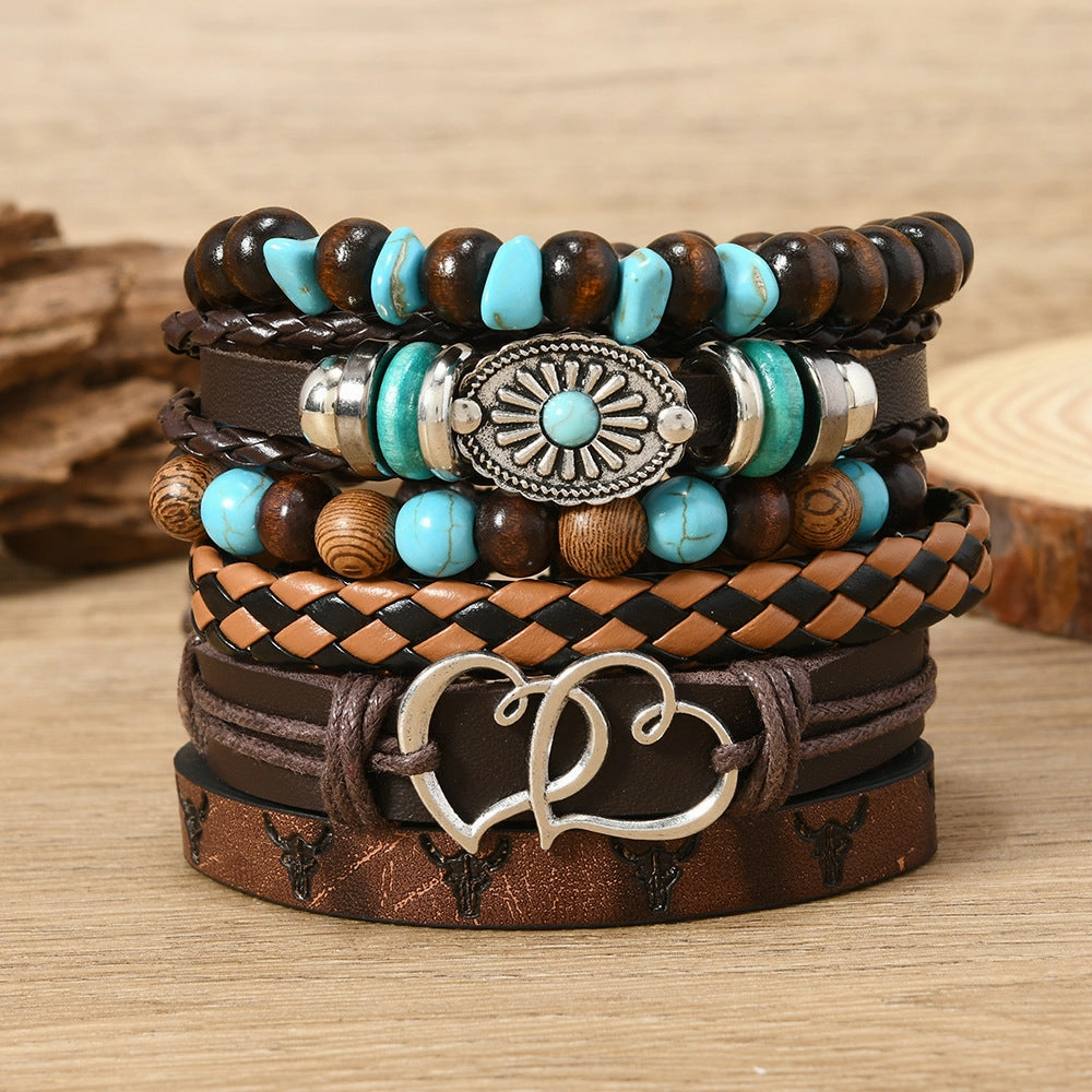 Wholesale Vintage Flower Peacock Feather Heart Shape Wooden Beads
