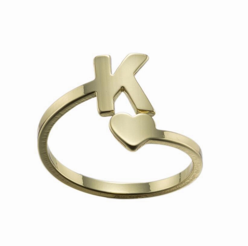 Wholesale Vintage Heart Alphabet Titanium Steel Rings