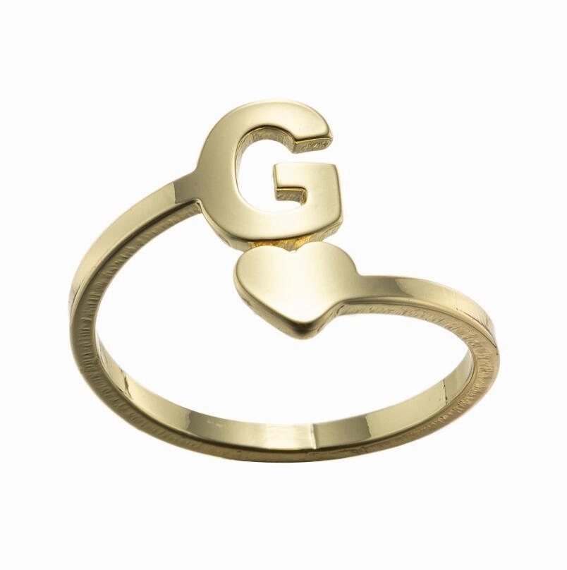 Wholesale Vintage Heart Alphabet Titanium Steel Rings