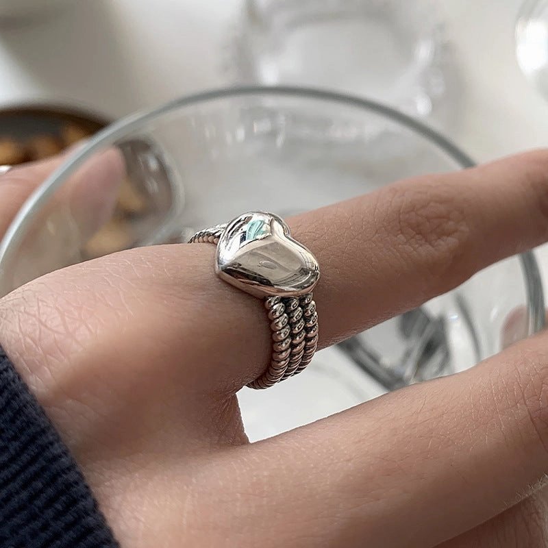 Wholesale Vintage Heart Hollow Silver Rings