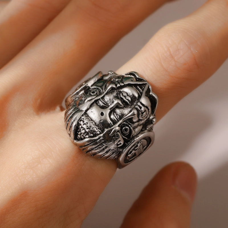 Wholesale Vintage Human Head Open Alloy Ring