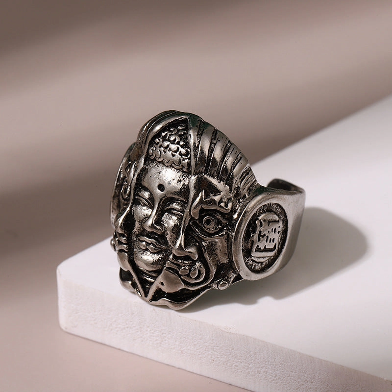 Wholesale Vintage Human Head Open Alloy Ring