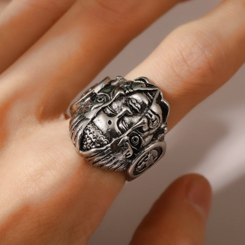 Wholesale Vintage Human Head Open Alloy Ring