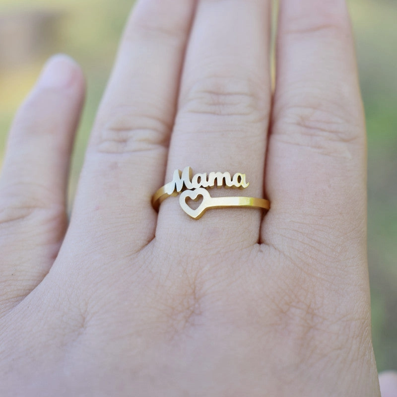 Wholesale Vintage Mother's Day Letter Heart Titanium steel Rings