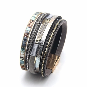 Wholesale Vintage Multi-layer Woven Bohemian Ethnic Style Magnetic Clasp Bracelet