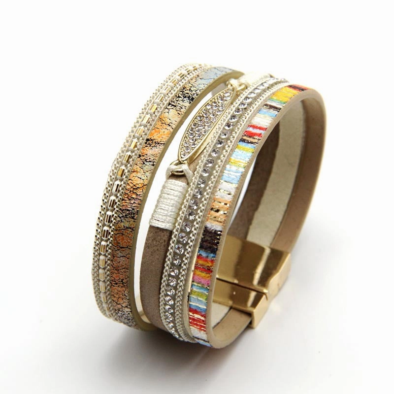 Wholesale Vintage Multi-layer Woven Bohemian Ethnic Style Magnetic Clasp Bracelet