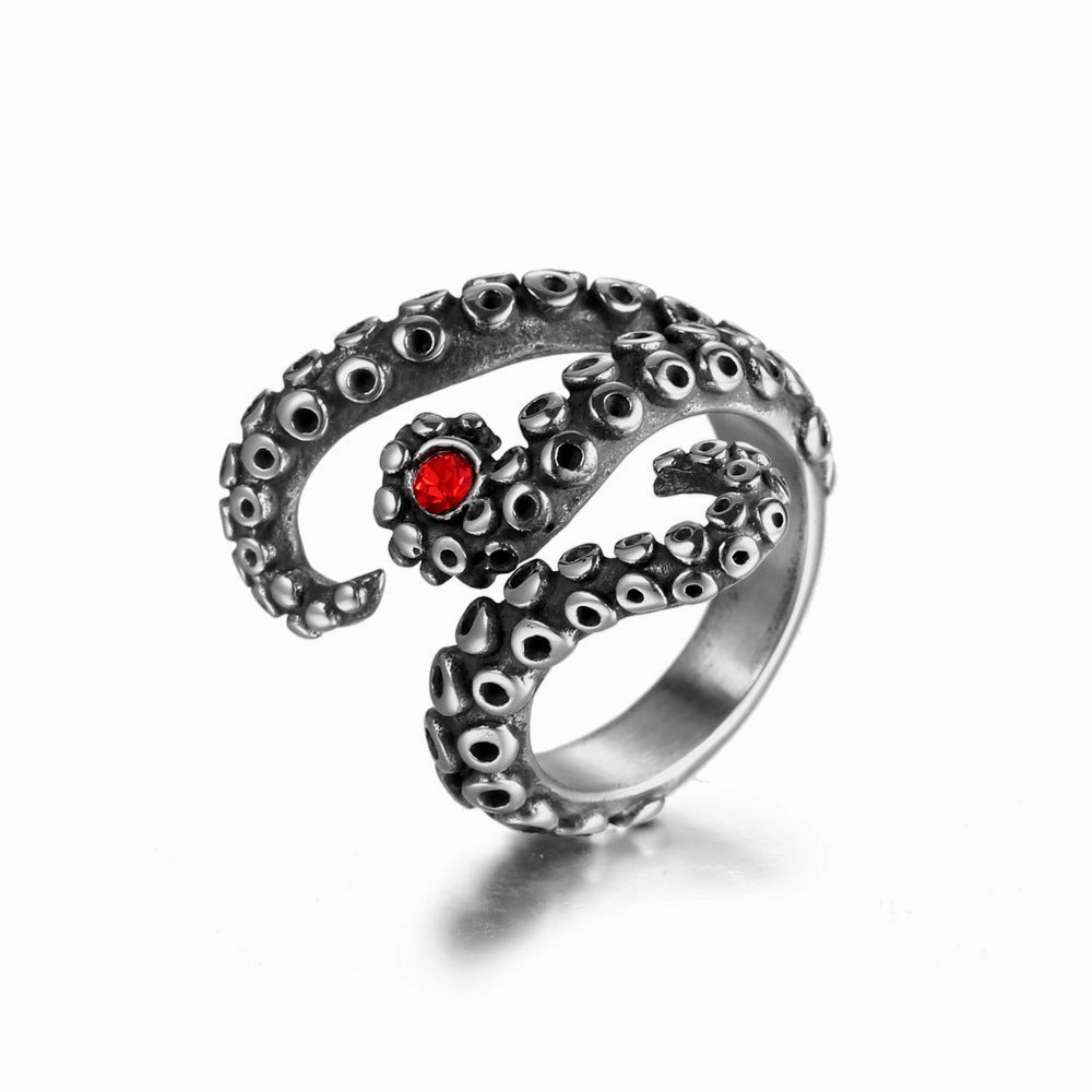 Wholesale Vintage Octopus Ruby Titanium Steel Rings