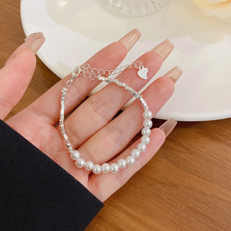 Wholesale Vintage Pearl Niche Advanced Titanium Steel Bracelet For Women
