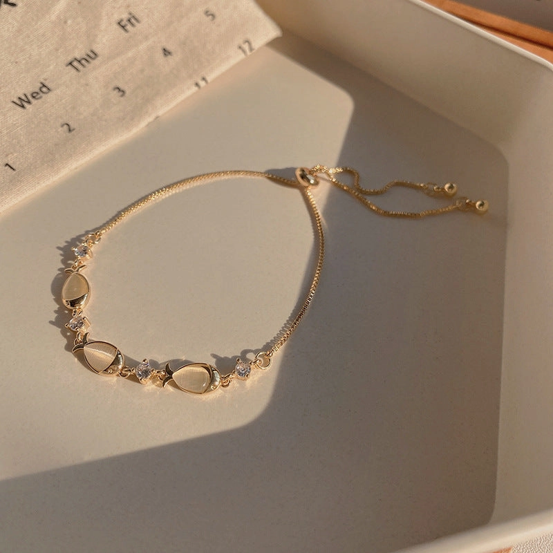 Wholesale Vintage Pearl Niche Advanced Titanium Steel Bracelet For Women