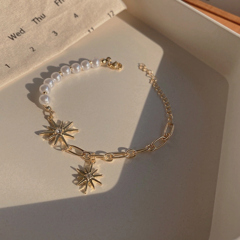 Wholesale Vintage Pearl Niche Advanced Titanium Steel Bracelet For Women