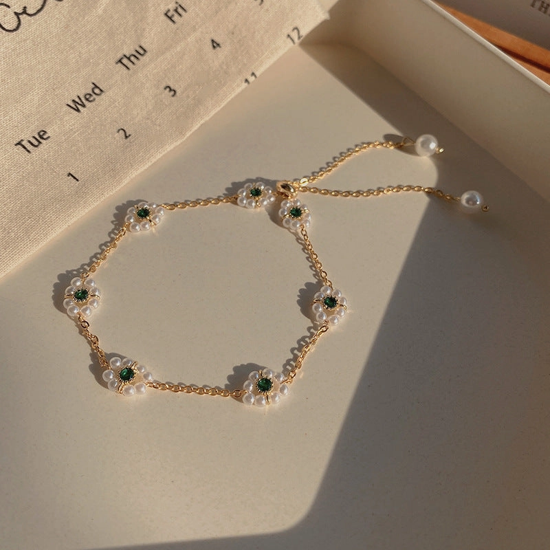 Wholesale Vintage Pearl Niche Advanced Titanium Steel Bracelet For Women
