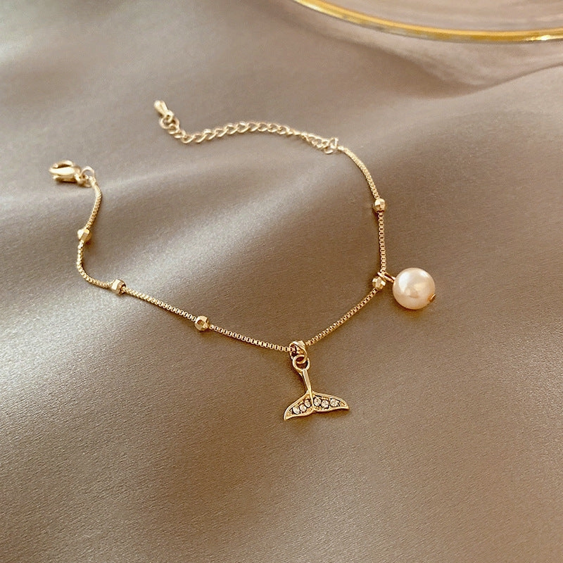 Wholesale Vintage Pearl Niche Advanced Titanium Steel Bracelet For Women