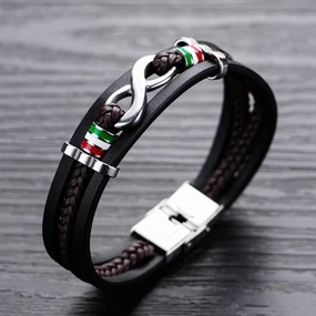 Wholesale Vintage Simple Leather Multi-layer Men's Alloy Bracelet