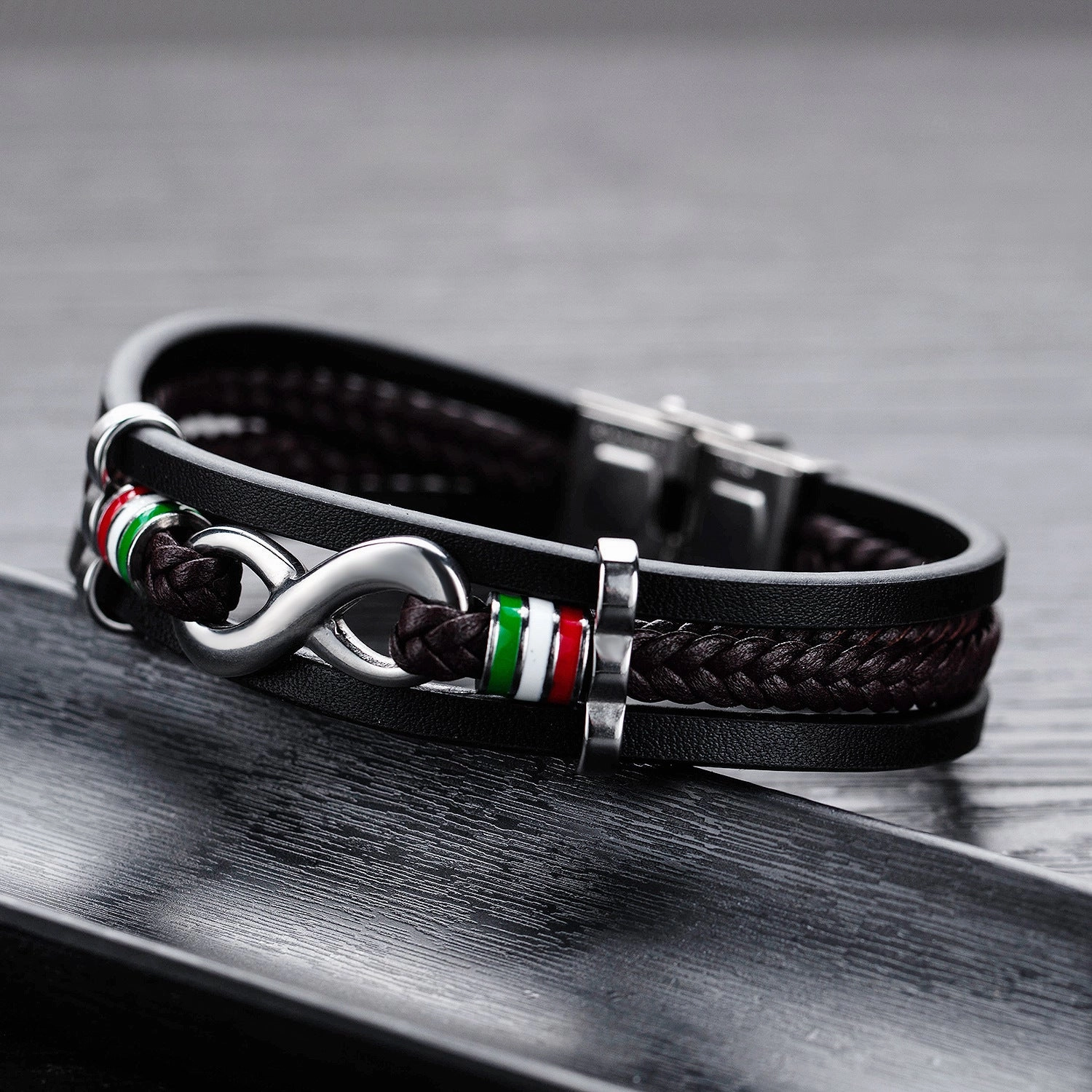 Wholesale Vintage Simple Leather Multi-layer Men's Alloy Bracelet